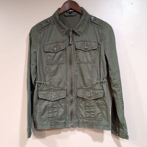 Express Military Jacket Olive Green Army Field Cargo Chore Coat Pocket Womens XS